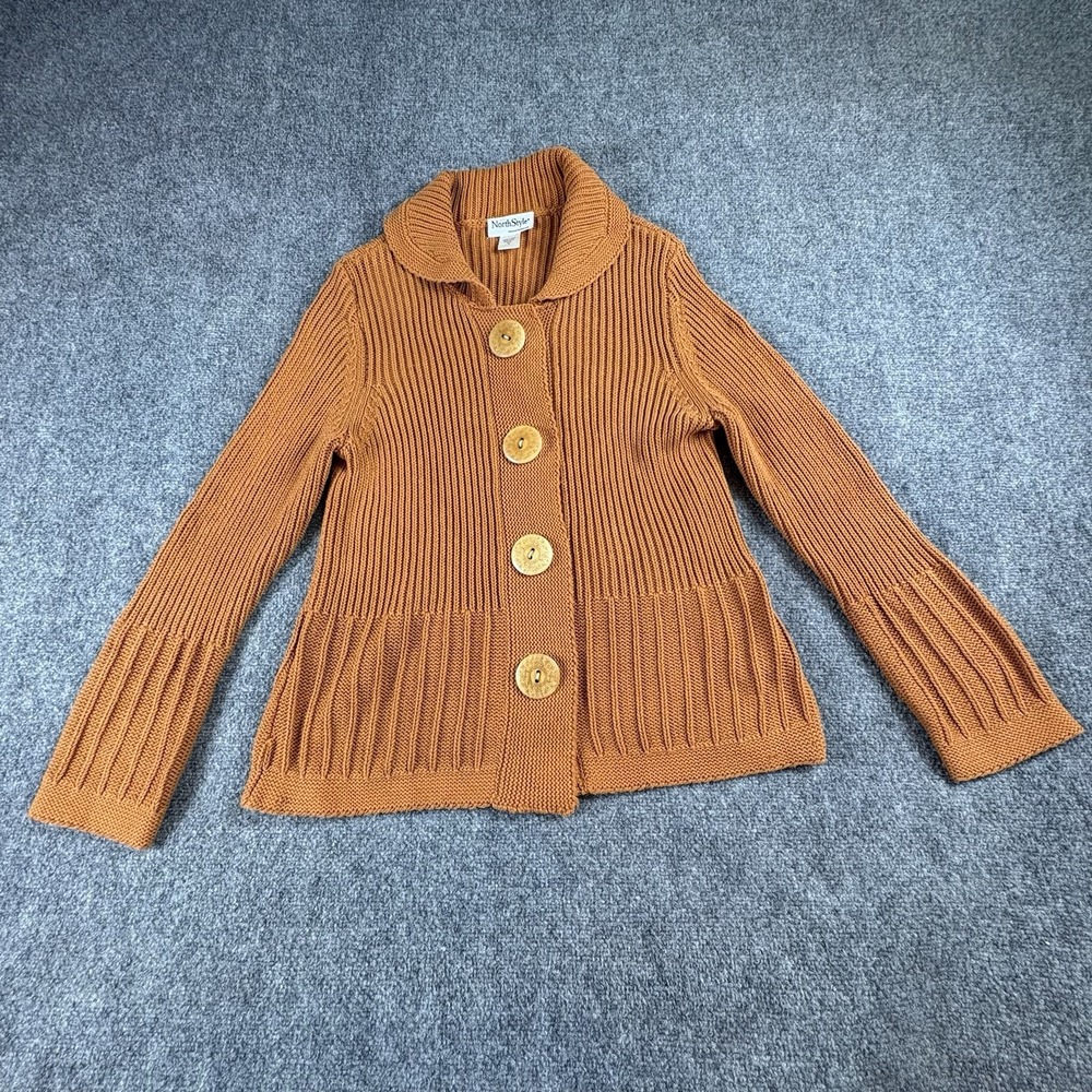 NorthStyle Cardigan Women's M Brown Shawl Collar Boho Cottagecore Lagenlook Fall